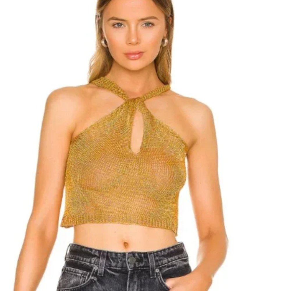 Superdown Gold Crop Top